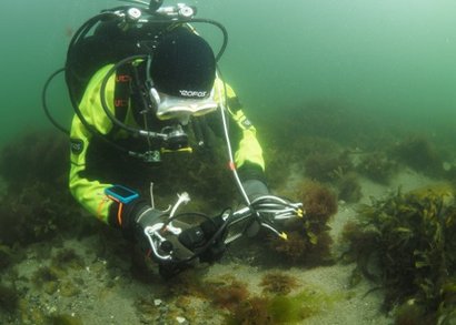 Underwater photo of diver