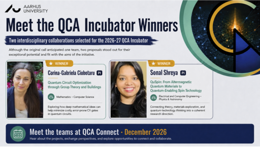 The two teams selected for the 2026–27 QCA Incubator are led by Corina-Gabriela Ciobotaru, with a project on quantum circuit optimization through group theory and buildings, and Sonal Shreya, with the QuSPIN project on altermagnetic quantum materials and quantum-enabling spin technology. The teams will be presented at QCA Connect in December 2026.