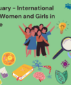 Illustration for International Day of Women and Girls in Science. Created by Nóra Lehotai in Canva.