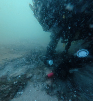 Underwater photo from an underwater archaeological excavation