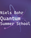 Purple graphic with an atom-like light trail in the background and the text “Niels Bohr Quantum Summer School” in white.