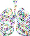stock image depicting set of lungs filled with symbols of people