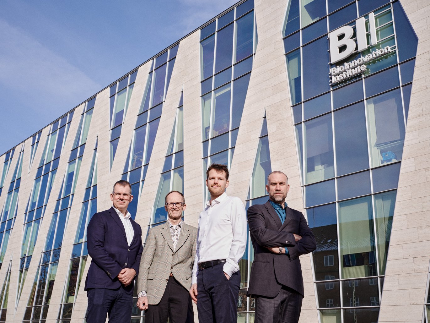 From the left: Claus Elsborg Olesen, Poul Henning Jensen, Lasse Reimer and William Dalby-Brown. Credit: BioInnovation Institute/Esben Zøllner Olesen