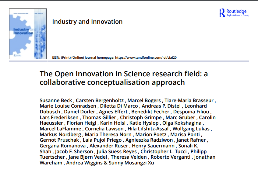 Screenshot from the article The  Open Innovation in Science research field - A collaborative conceptualisation approach