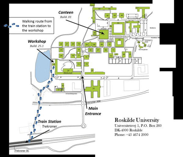 Map of Roskilde University.